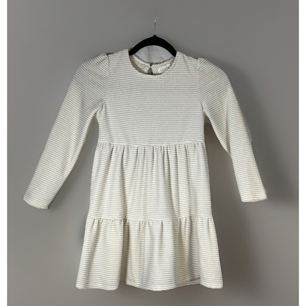 White & Silver Velour Dress Girls Size 7 Party Sparkle Btween